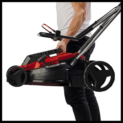 Corded Electric Lawn Mower 37cm 1600W 38L Grass Box 5 Heights Red Black