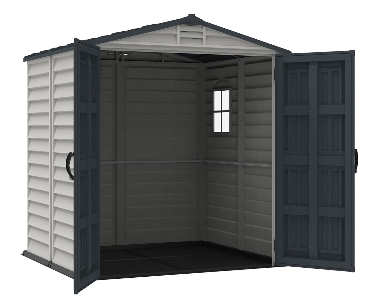 Plastic Garden Storage Shed 6 X 6 Ft Dark Grey Adobe Metal Roof