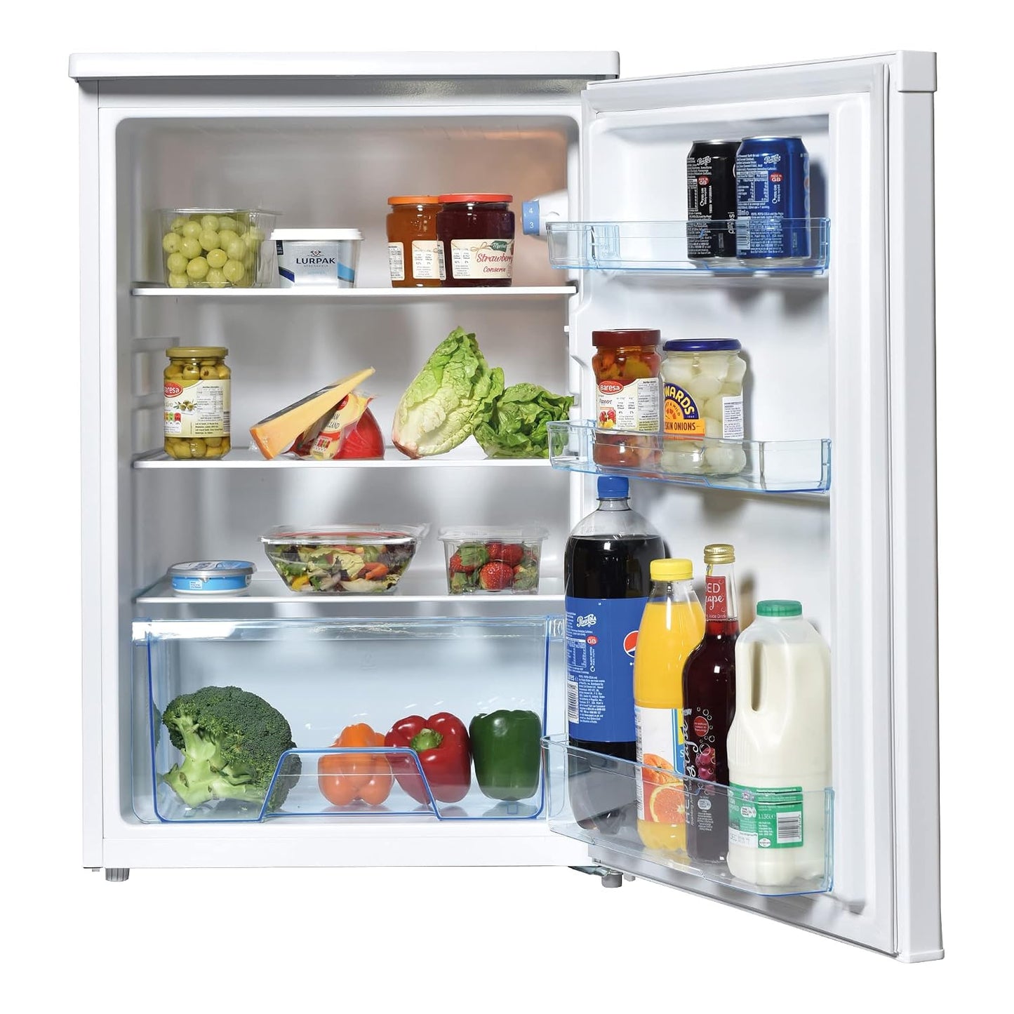 Under Counter Larder Fridge 133L Adjustable Thermostat Reversible Door White