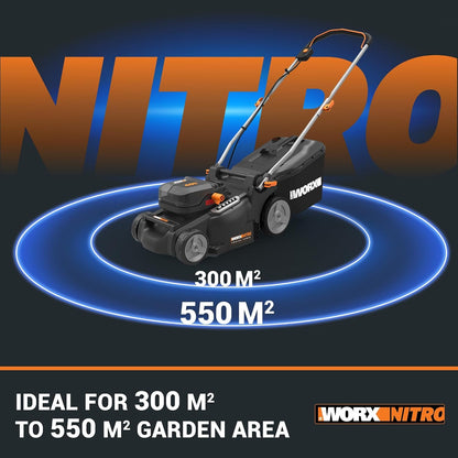 Cordless Lawn Mower 37cm Cutting Width 6 Height Settings 20-70mm 40V 4.0Ah Black