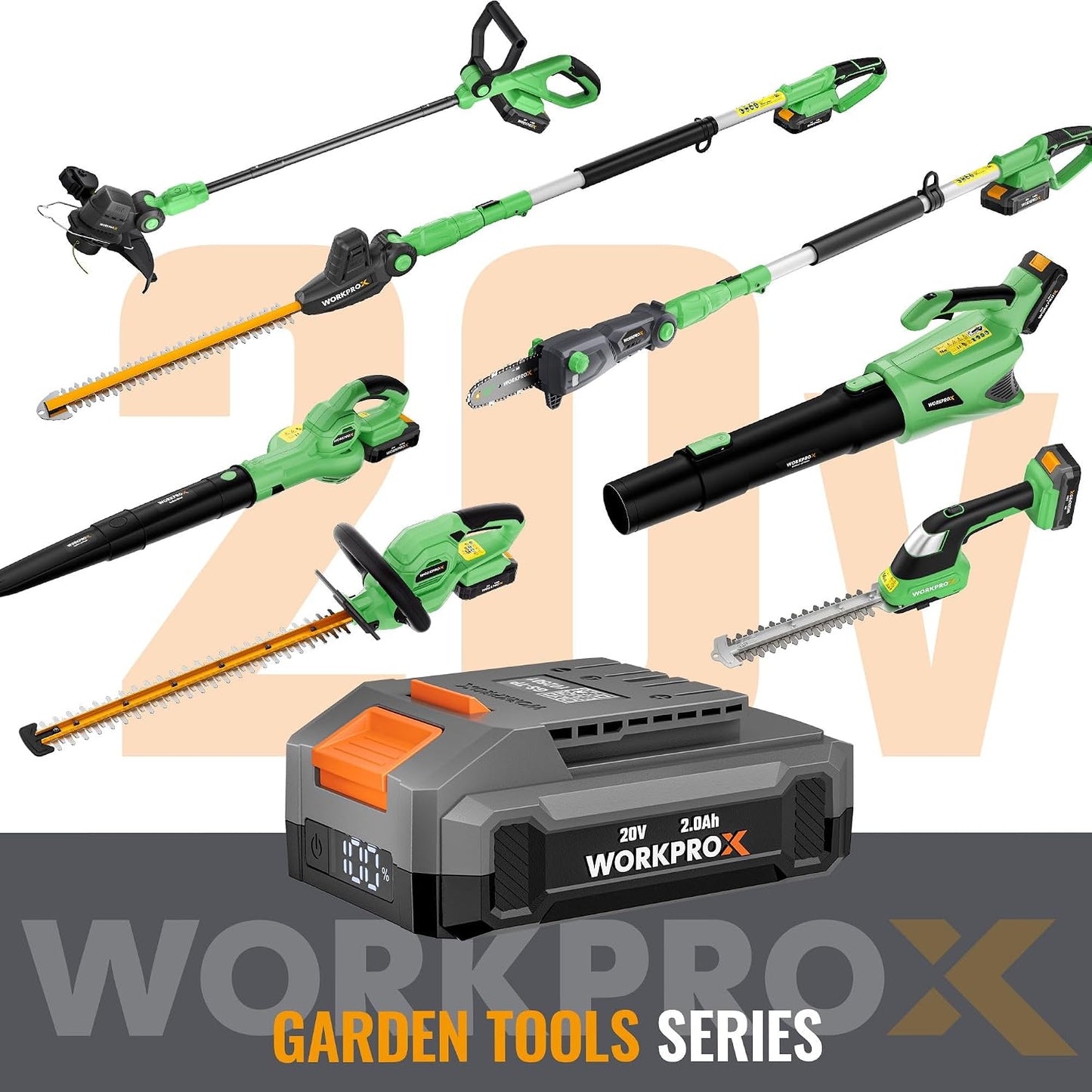Cordless Hedge Trimmer 510mm 1200RPM 18mm Pruning Capacity Green
