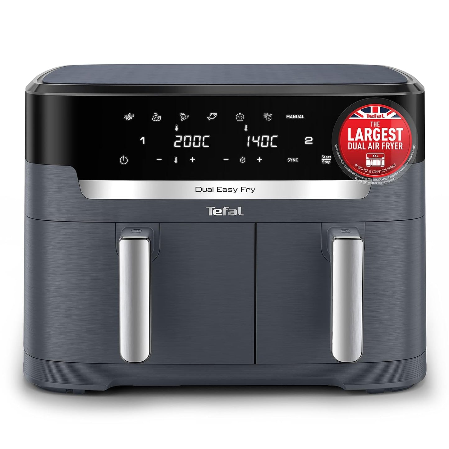 Dual Air Fryer 11L 8 In 1 2700W Touchscreen Java-Grey