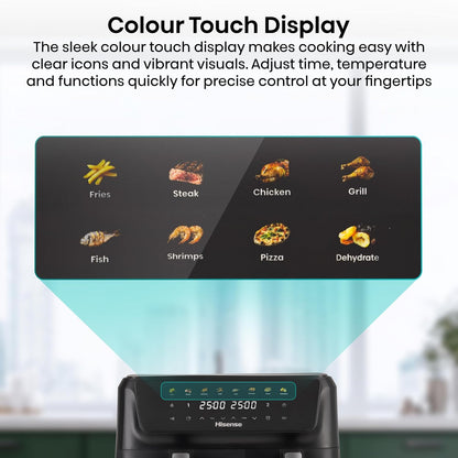 Air Fryer 11L Dual Zone 2700W Colour Touch Display 8 Functions Black