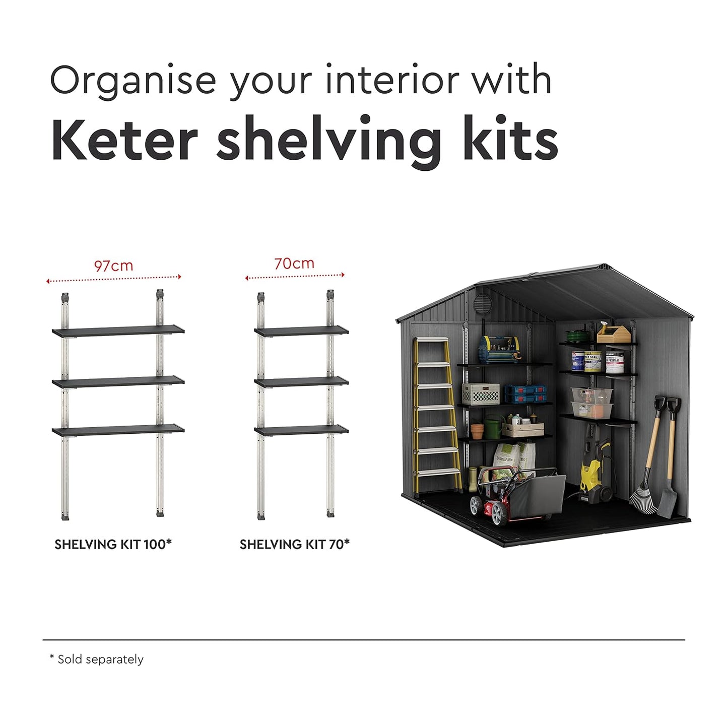 Outdoor Garden Storage Shed 6 X 8 Ft Grey Resin Double Doors