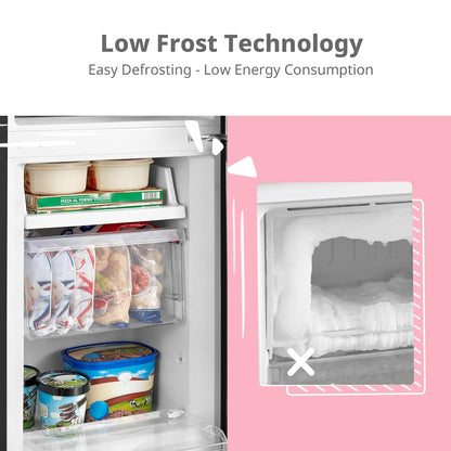 Freestanding Fridge Freezer 174L Low Frost Adjustable Thermostat LED Black