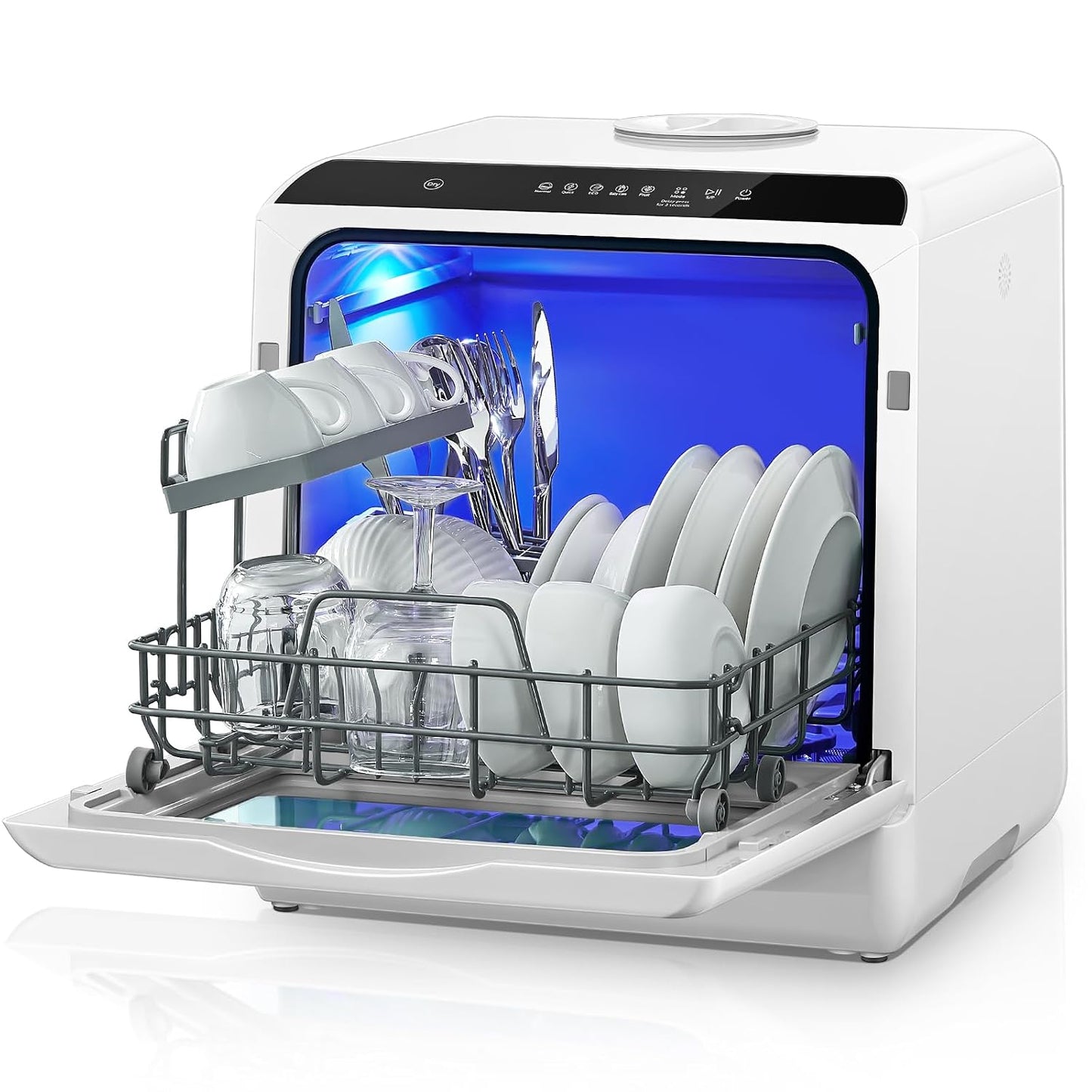 Countertop Dishwasher 5L 6 Programs Delay Start Air Dry White