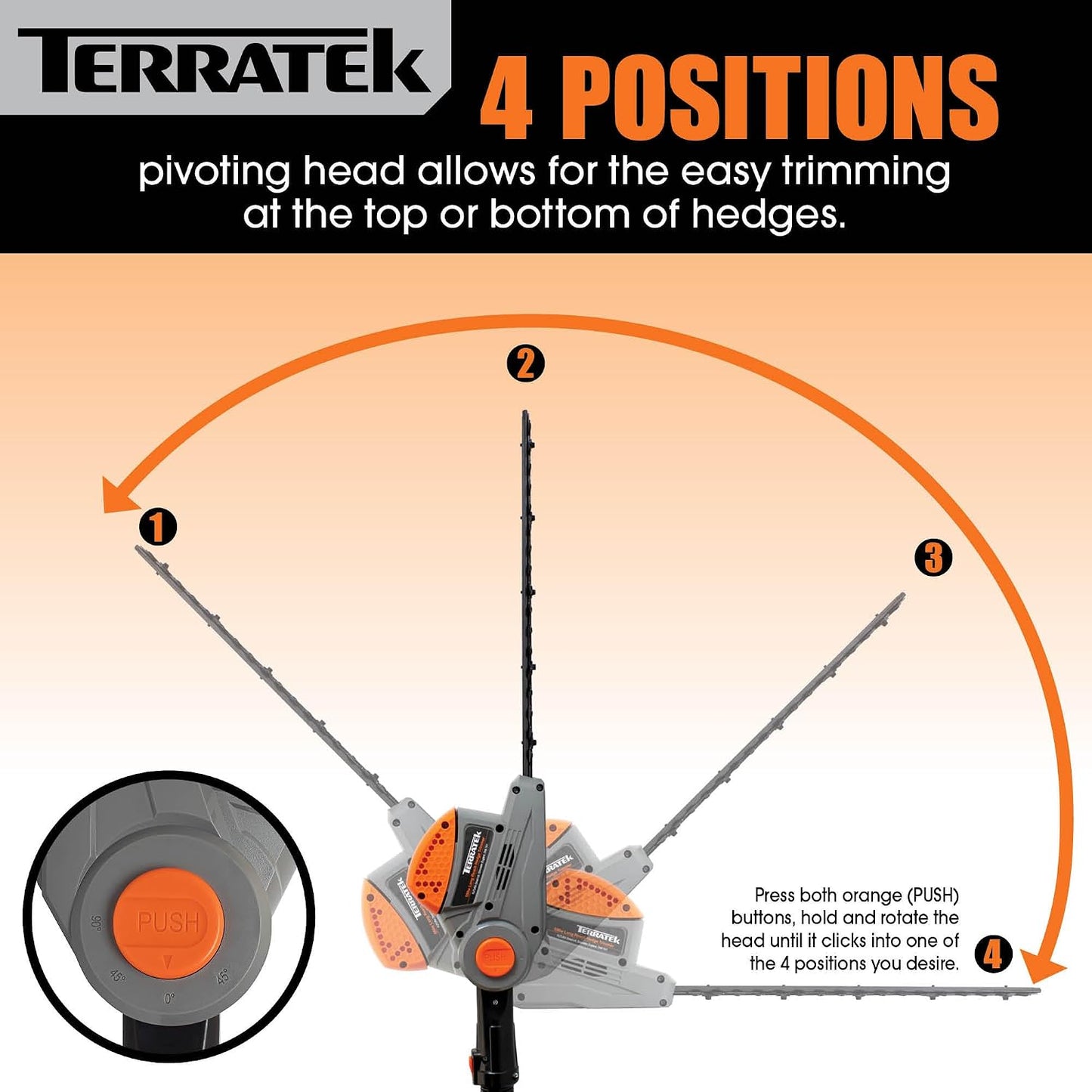 Corded Pole Hedge Trimmer 550W 2.5m Telescopic 45cm Blade 4-Position Head