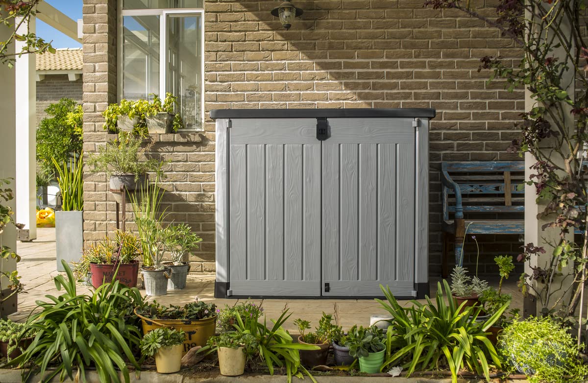 Outdoor Garden Storage Shed 57 X 32 X 48 In Grey Plastic Double Doors