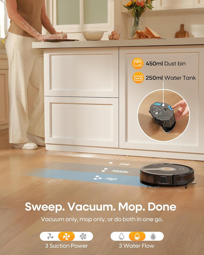 Robot Vacuum Cleaner 5000Pa Suction 180 Min Ultra Slim Black
