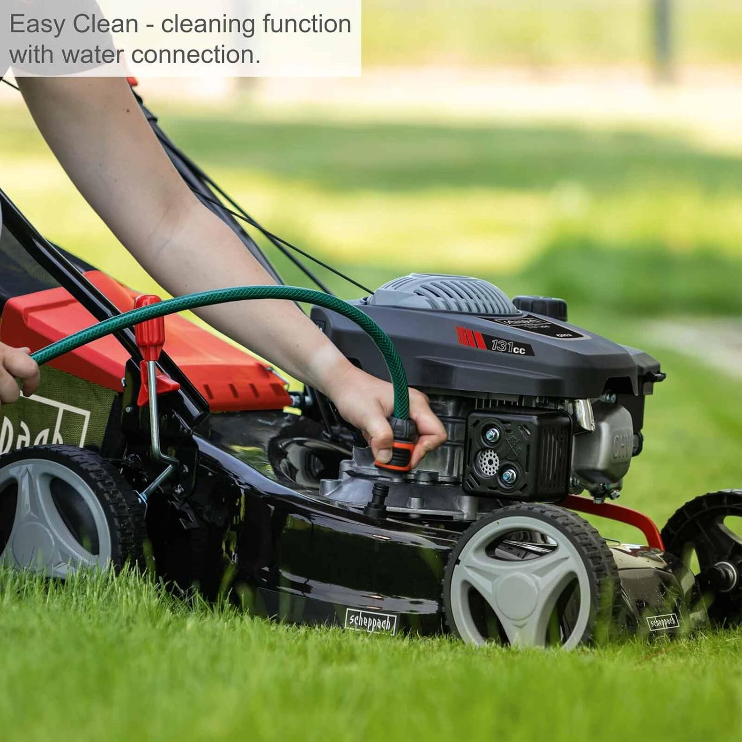 Self-Propelled Petrol Lawn Mower 42cm 131cc 45L Grass Box Red Black