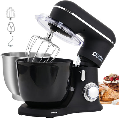 Mini Stand Mixer 3.5L 10 Speed 800W Dough Hook Whisk Beater Grey White