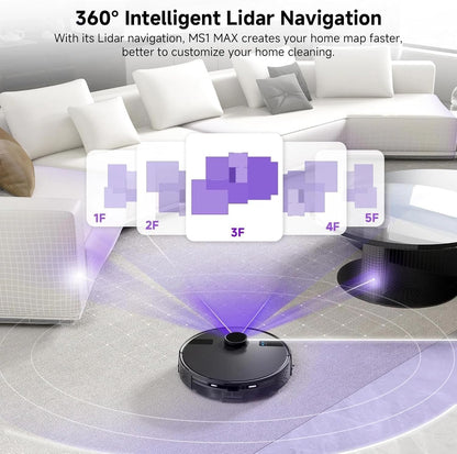 Robot Vacuum with Mop 7000Pa Suction Lidar Navigation Self-Empty Station Black