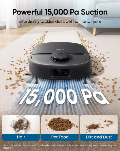 Robot Vacuum And Mop 15000Pa Suction Self-Cleaning Roller Mop Black