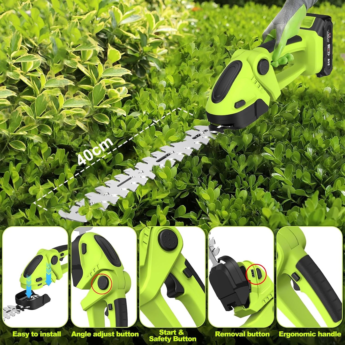 Pole Hedge Trimmer And Chainsaw Set 7.05Ft Extension 2x4.0Ah Battery Black