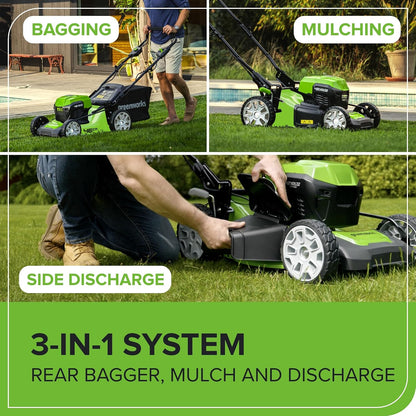 Cordless Lawn Mower 46cm 48V Self-Propelled 55L Bag 2x4Ah Batteries