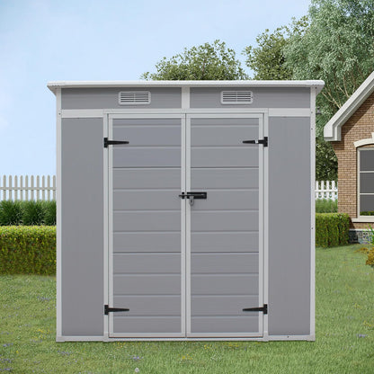 Outdoor Garden Storage Shed 6 X 4 Ft Grey Plastic Aluminium Frame