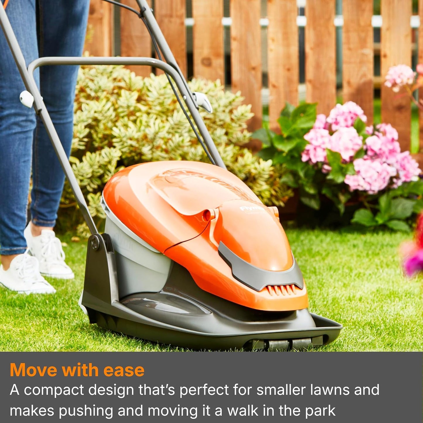 Hover Lawn Mower 33cm 1700W 20L Grass Box 4 Cutting Heights Orange Grey