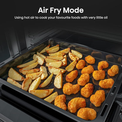 Electric Cooker 69L/43L Double Oven Air Fry Mode Ceramic Hob Black