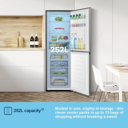 Freestanding Fridge Freezer 252L 50/50 No Frost LED Silver