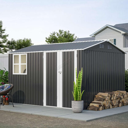 Garden Storage Shed 10 X 8 Ft Anthracite Metal Apex Roof