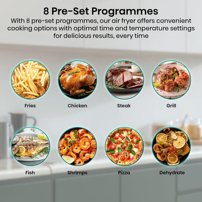 Air Fryer 11L Dual Zone 2700W Colour Touch Display 8 Functions Black