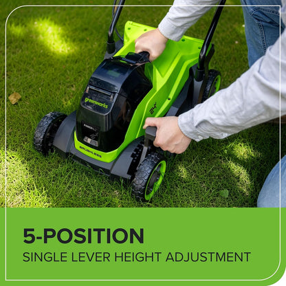 Cordless Lawn Mower 33cm 24V Brushless Motor 30L Bag 4Ah Battery