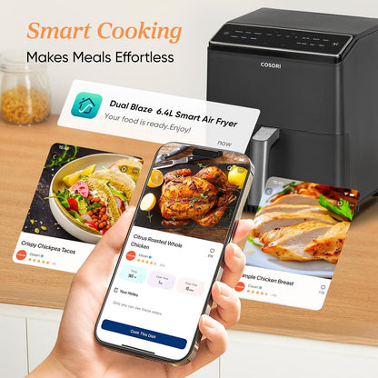 Dual Blaze Air Fryer 6.4L Top & Bottom Heating No Shaking Black