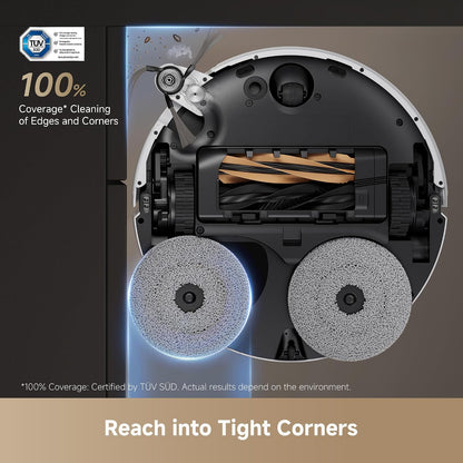 Robot Vacuum And Mop 20000Pa Conquers Obstacles Up To 2.4In Liftable Brush And Mops White