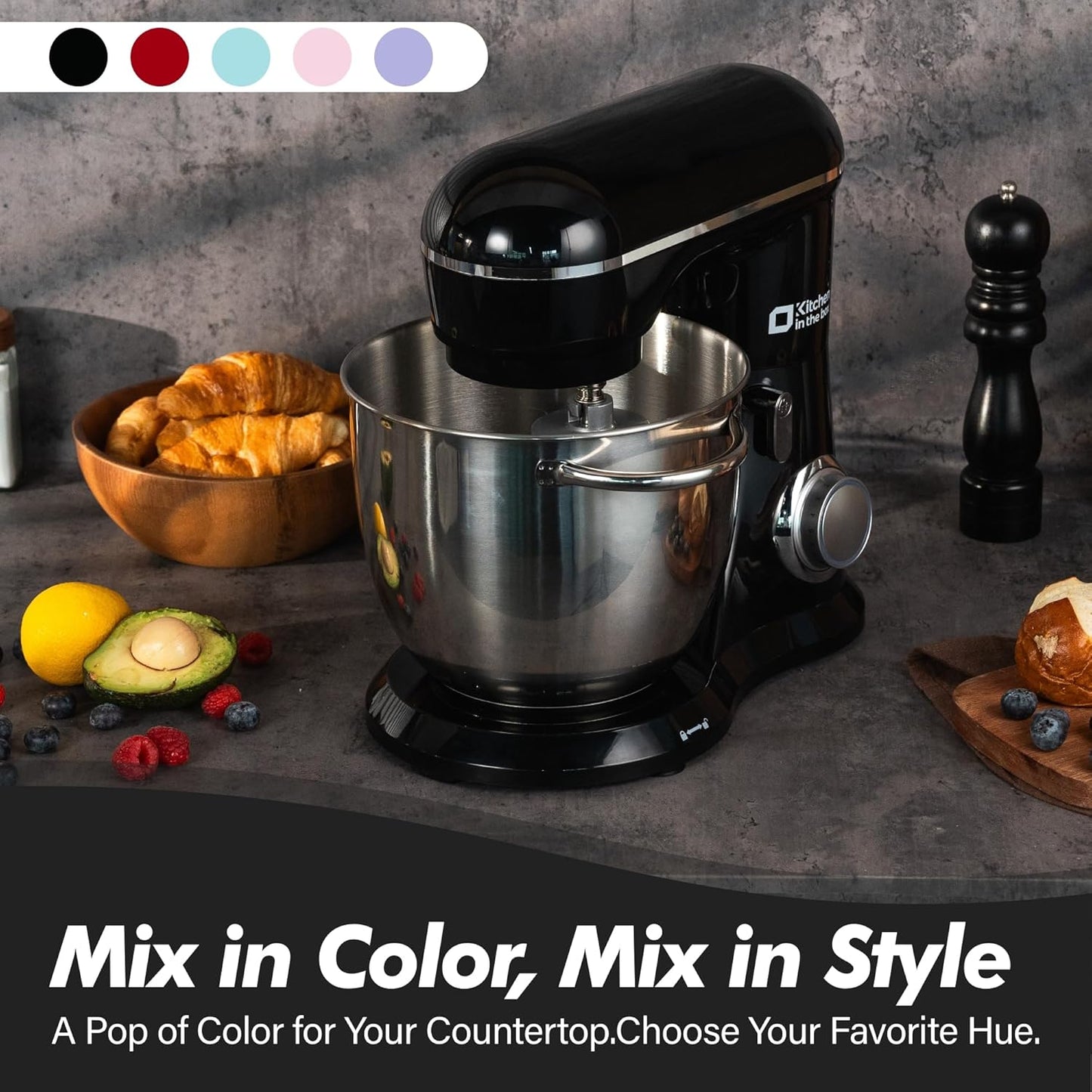 Stand Mixer 1300W 6L 10 Speeds Pulse Function Black