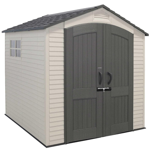 Outdoor Garden Storage Shed 7 X 7 Ft Beige Plastic Steel Frame