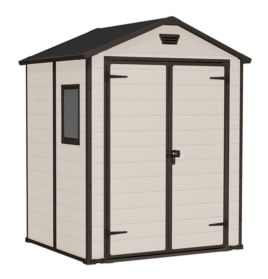 Garden Storage Shed 6 X 5 Ft Beige Resin Double Doors