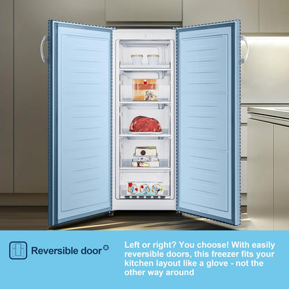 Freestanding Upright Freezer 165L 143Cm 5 Compartments Reversible Door White