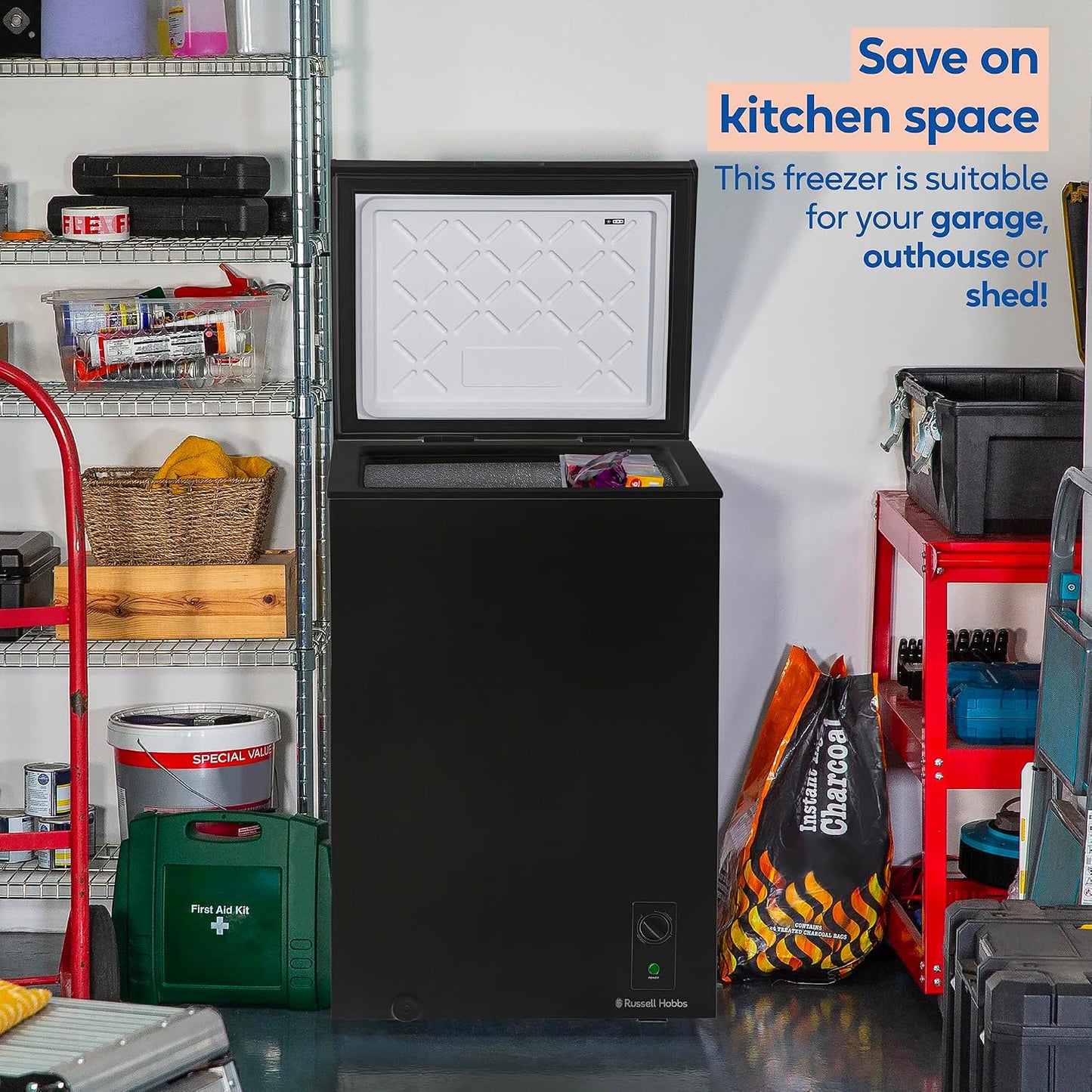 Chest Freezer 99L Freestanding With Adjustable Temperature Black