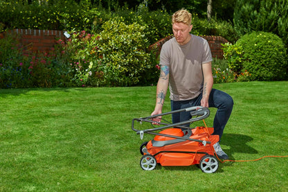 Corded Electric Lawn Mower 1600W 38cm 45L 5 Heights Orange Grey