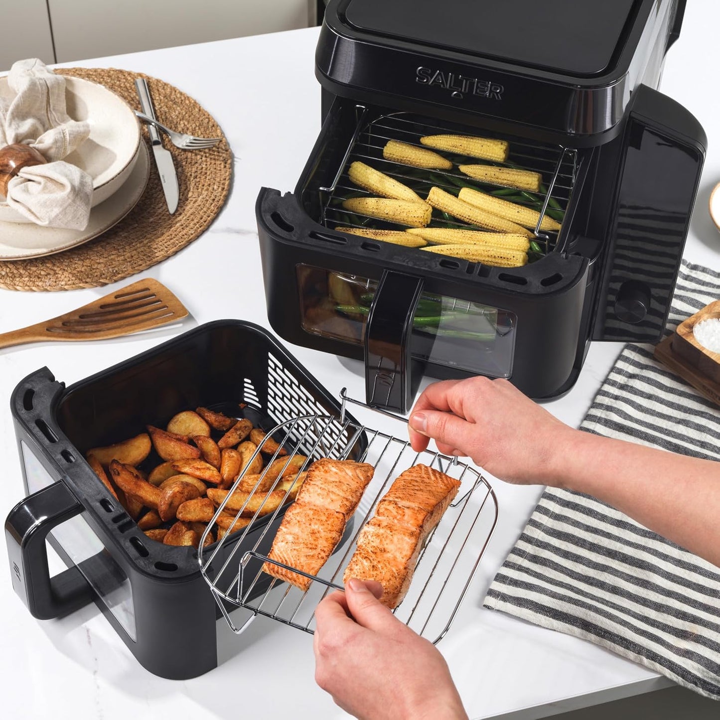 Double Stack Air Fryer 9L 2400W 12 Functions Black