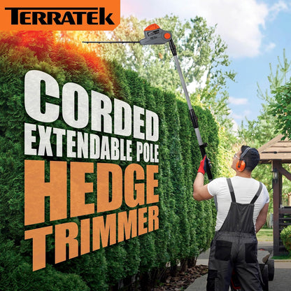 Corded Pole Hedge Trimmer 550W 2.5m Telescopic 45cm Blade 4-Position Head