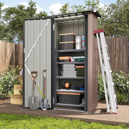 Metal Garden Storage Shed 6 X 4 Ft Brown Alloy Steel Lockable Doors