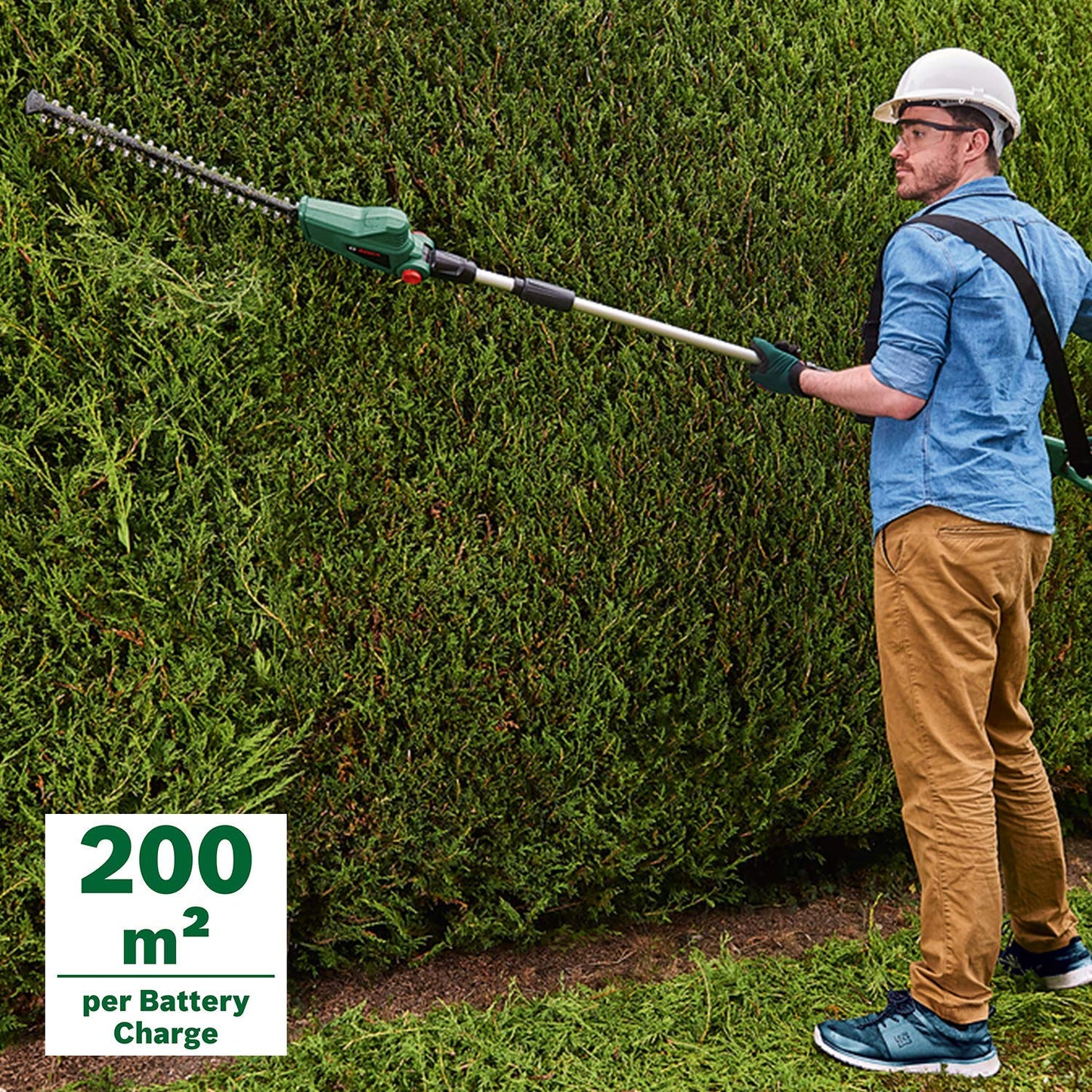 Telescopic Hedge Trimmer 18V Cordless 135° Pivoting Head Green