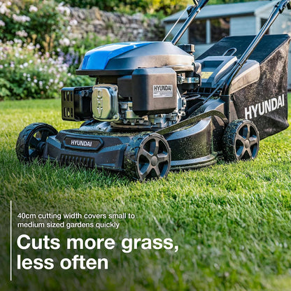 Petrol Lawn Mower 40cm 139cc 7 Cutting Heights 25-75mm 40L Grass Bag Black