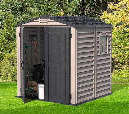 Plastic Garden Storage Shed 6 X 6 Ft Dark Grey Adobe Metal Roof